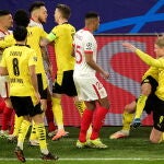 Bronca tras el segundo gol de Haaland al Sevilla
