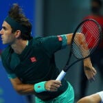 Roger Federer, durante un partido de los pocos que pudo jugar en 2021