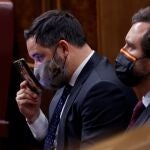 El líder de Vox Santiago Abascal durante el pleno del Congreso de los Diputados en la sesión de control al Gobierno