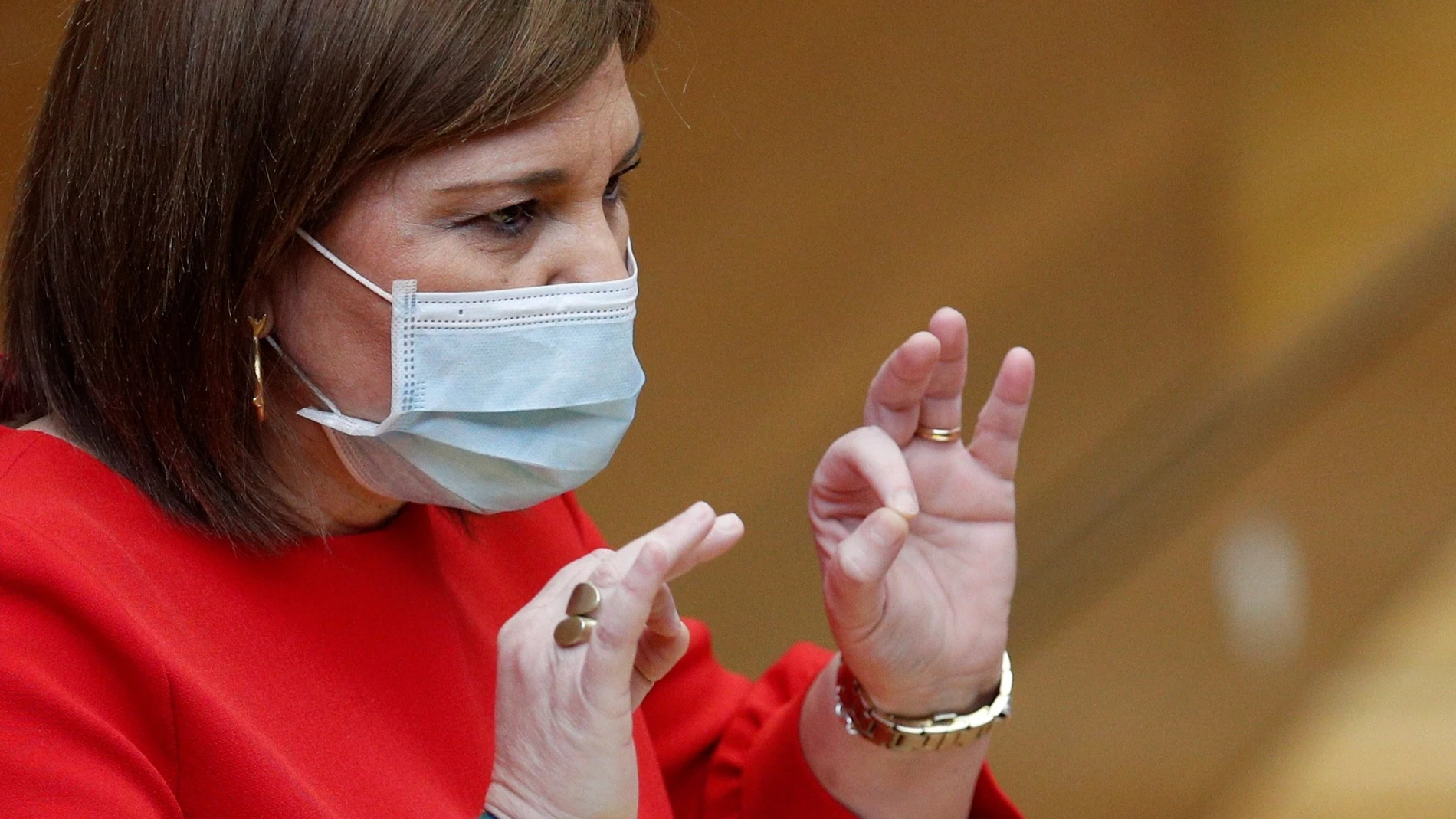 La portavoz del grupo parlamentario popular, Isabel Bonig, interviene en la sesión de control en Les Corts