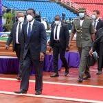 Teodoro Obiang Nguema, durante los funerales por las víctimas de la explosión de un cuartel militar en la ciudad de Bata