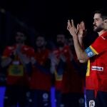 Raúl Entrerríos, emocionado en el homenaje que le hicieron por batir el récord de partidos con España: 281