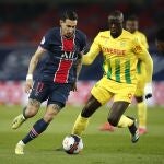 Di María, antes de ser sustituido ante el Nantes