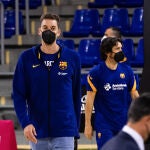 Pau Gasol, en el Palau antes del partido ante el Unicaja