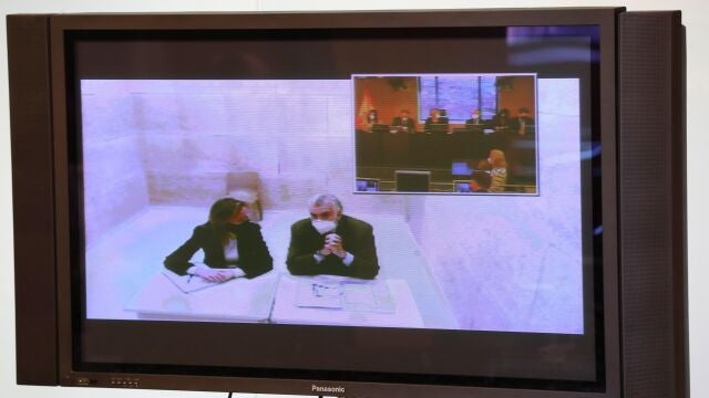 El ex tesorero del PP Luis Bárcenas (dcha.), en su comparecencia por videoconferencia en la comisión parlamentaria que investiga la operación Kitchen