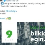 Mensaje publicado por Bikldu en su cuenta de twitter