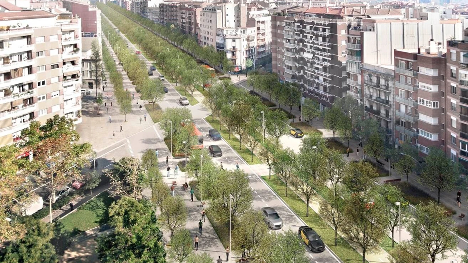 Remodelación que se hará en la avenida Meridiana entre las calles Mallorca y Navas