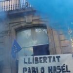 La protesta también es por el encarcelamiento del rapero Pablo Hasel