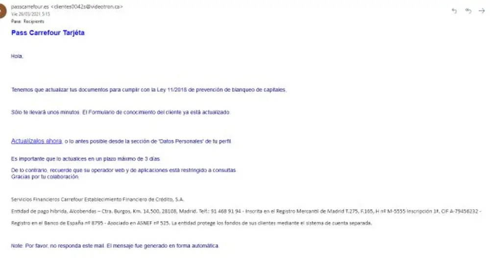 La última estafa está relacionada con el Carrefour Pass