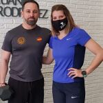 Santiago Abascal junto a Marta Palomar, su entrenadora personal