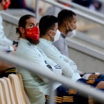Sergio Ramos, en la grada del estadio de La Cartuja