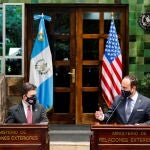 U.S. President Joe Biden's special envoy for the Northern Triangle Ricardo Zuniga holds a news conference with Guatemalan Foreign Minister Pedro Brolo, during a two-day visit to the country, in Guatemala City, Guatemala, April 6, 2021. REUTERS/Luis Echeverria