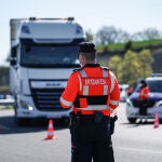 Un ertzaintza, en un control de tráfico en Vitoria