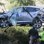 Así quedó el coche que conducía Tiger Woods cuando tuvo el accidente el Los Ángeles