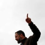 Santiago Abascal durante el mitin de Vallecas.