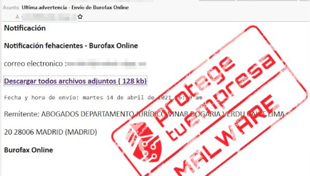 Si recibes esta factura en tu correo electrónico, bórrala ya