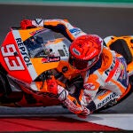 Marc Márquez, en su regreso a la competición en el circuito del Algarve, en Portimao