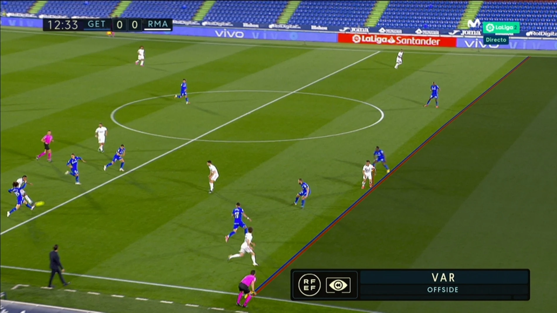 Imagen de VAR del fuera de juego que anuló un gol a Mariano