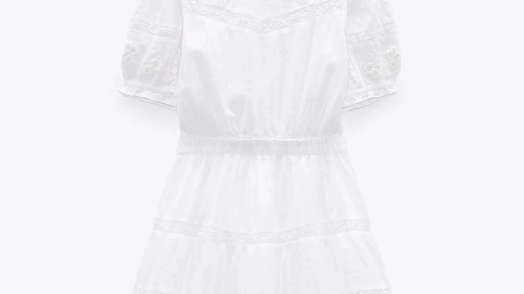 Vestido blanco corto combinado de Zara