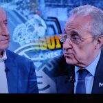 El presidente del Real Madrid, Florentino Pérez, en El Chiringuito, con Josep Pedrerol