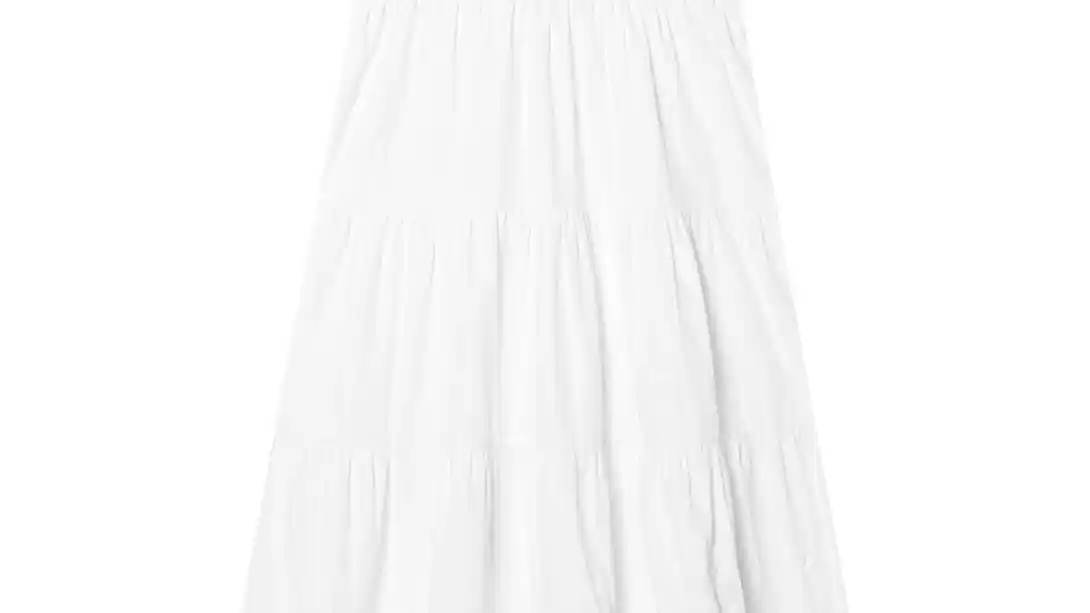 Vestido blanco midi popelin de Stradivarius