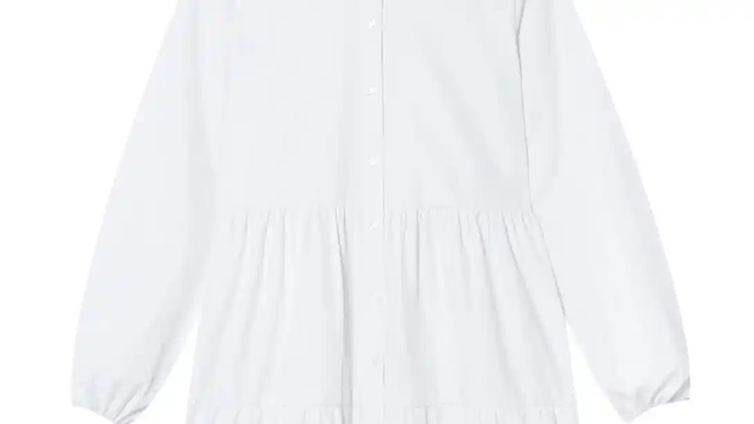 Vestido blanco camisero popelín de Stradivarius