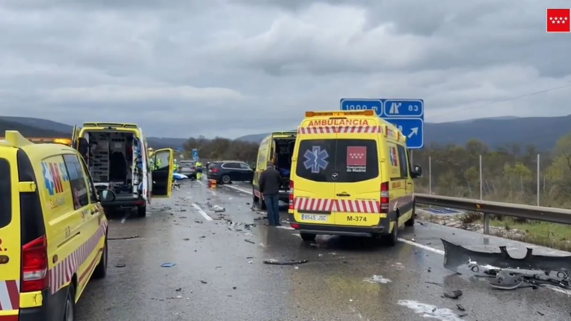 Un accidente de tráfico múltiple entre cuatro coches en la A1 a la salida de Madrid