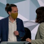 El candidato de Unidas Podemos a la Presidencia de la Comunidad de Madrid, Pablo Iglesias, a su llegada al primer debate electoral previo a los comicios a la Asamblea de Madrid, en Telemadrid, a 21 de abril de 2021, en Madrid (España). Este es el primer debate electoral previo a los comicios del próximo 4 de mayo y por el momento, el único en que participan los seis candidatos -de PSOE, PP, Cs, Vox, Unidas Podemos y Más Madrid- a la Presidencia de la Comunidad de Madrid a presidir la Asamblea de Madrid. Este primer enfrentamiento ha sido organizado por Telemadrid, pero también puede verse en La1; La Sexta o el Canal 24 Horas.21 ABRIL 2021;DEBATE ELECTORAL;4M;ELECCIONES;ASAMBLEA DE MADRID;COMUNIDAD DE MADRIDEUROPA PRESS/J. Hellín. POOL21/04/2021