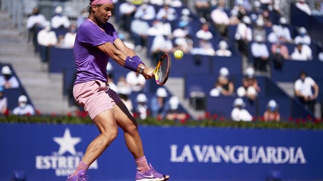 El tenista español Rafa Nadal en su victoria sobre el también español Pablo Carreño en las semifinales del Barcelona Open Banc Sabadell 2021