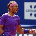 Nadal celebra uno de los puntos de la final ante Tsitsipas