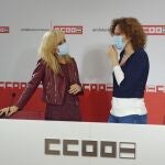 La secretaria general de UGT-A, Carmen Castilla, y la secretaria general de CCOO-A, Nuria López. UGT-A