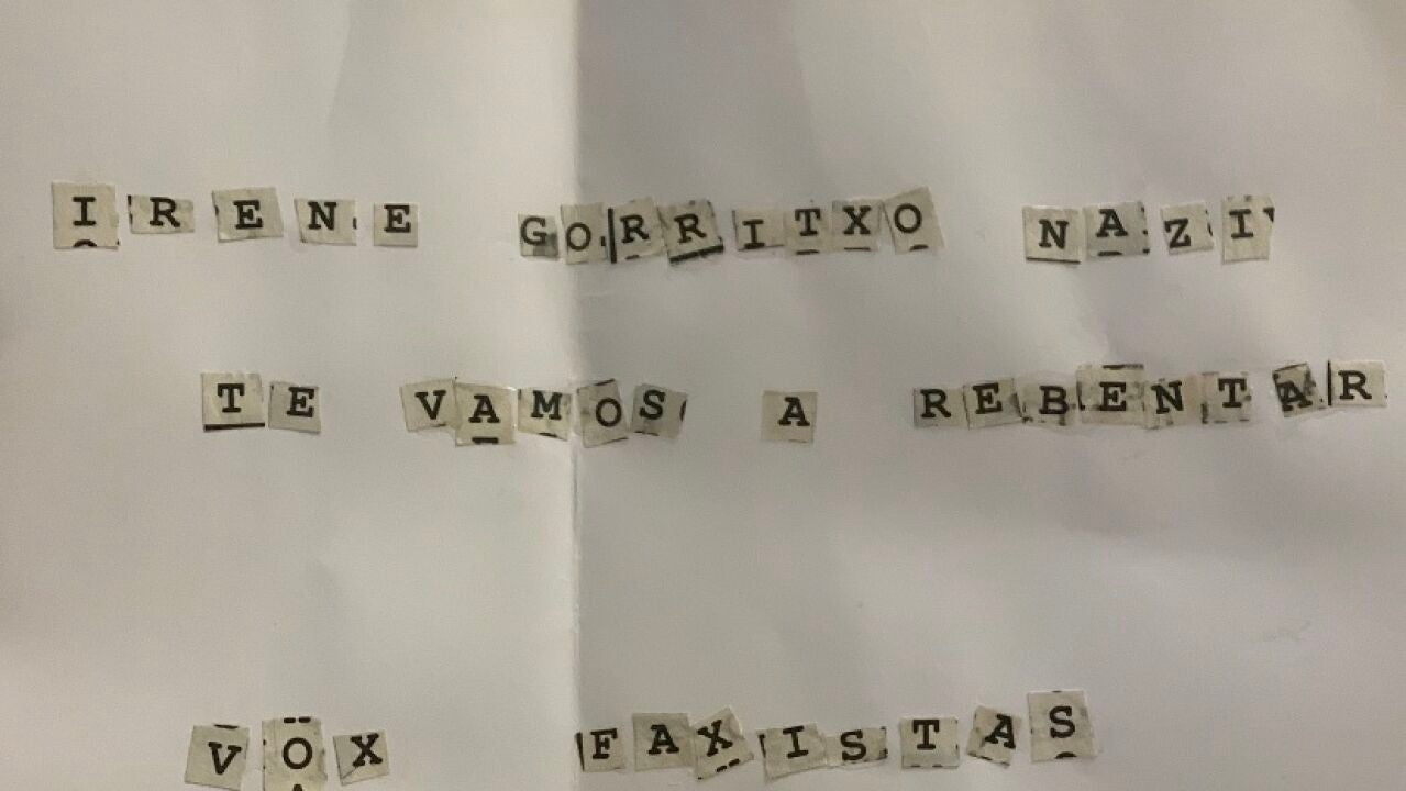 La carta amenaza que recibió una candidata de Vox el mismo día que la ...