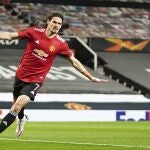 Edinson Cavani con el Manchester United.