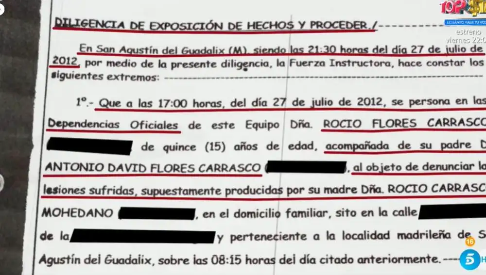 Denuncia por malos tratos de Rocío Flores a Rocío Carrasco