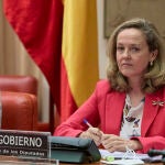 La vicepresidenta segunda del Gobierno y ministra de Asuntos Económicos y Transformación Digital, Nadia Calviño, comparece en comisión de su departamento, en el Congreso de los Diputados