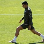 Luis Suárez, durante el último entrenamiento del Atlético