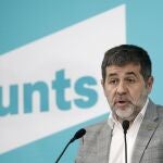 El secretario general de JxCat, Jordi Sànchez, durante una rueda de prensa en la sede de JxCat en Barcelona.