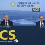 Florentino Pérez, presidente de ACS, durante la junta de accionistas de la compañía celebrada hoy