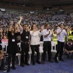 De izqda. a dcha. T. González, J.C. Monedero, C. Bescansa, P. Iglesias e Í. Errejón, en Vistalegre 2