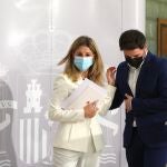 La vicepresidenta tercera y ministra de Trabajo, Yolanda Díaz, recibe a Gabriel Rufián, portavoz de Esquerra Republicana de Cataluña.￼