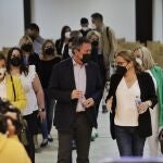 El precandidato a la secretaria general del PSOE-A, Juan Espadas, hoy en Níjar, Almería