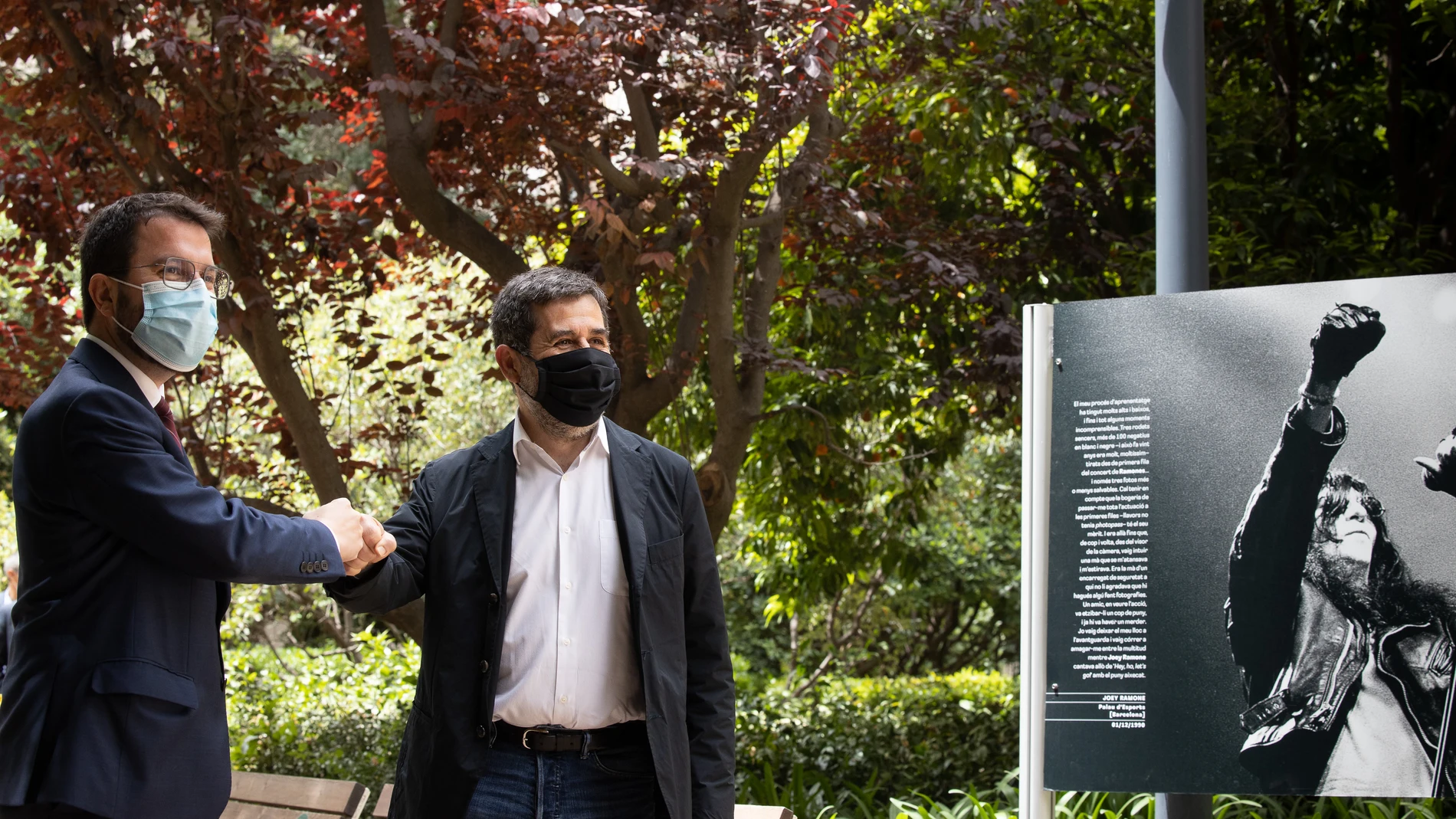 Pere Aragonès y Jordi Sànchez hoy en la presentación del acuerdo