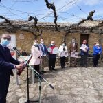 El consejero de Cultura y Turismo, Javier Ortega, durante la entrega de los premios a las mejores prácticas en patrimonio en Atauta (Soria)