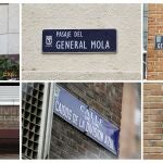 Algunas de las placas de las 52 calles, plazas y travesías que modificó el Consistorio de Manuela Carmena