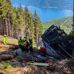 Cabina del teleférico siniestrado que ha dejado al menos 14 muertos en el norte de Italia24/05/2021