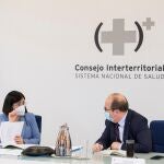 MADRID, 26/05/2021.- La ministra de Sanidad, Carolina Darias, preside por videoconferencia, junto al ministro de Política Territorial y Función Pública, Miquel Iceta, la reunión del Consejo Interterritorial del Sistema Nacional de Salud, este miércoles en Madrid. EFE/ Pool Moncloa / Borja Puig de la Bellacasa.