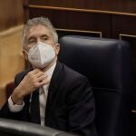 El ministro del Interior, Fernando Grande-Marlaska, en una sesión de control al Gobierno, a 26 de mayo de 2021