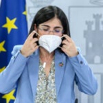 La ministra de Sanidad, Carolina Darias, a su salida de una rueda de prensa posterior a la reunión del Consejo Interterritorial del Sistema Nacional de Salud