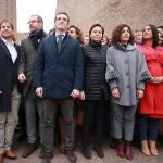 La concentración de Colón dond acudieron los líderes del PP, Cs y Vox