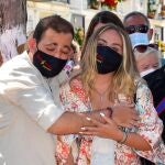 David Flores y Rocío flores Carrasco durante el 15 aniversario por el fallecimiento de Rocío Jurado en Chipiona, Cadiz